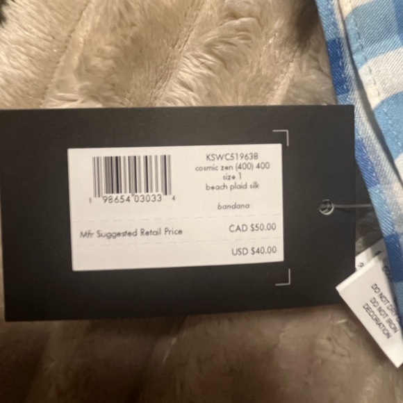 Kate Spade Blue and Cream Checkered Scarf - Picture 5 of 5